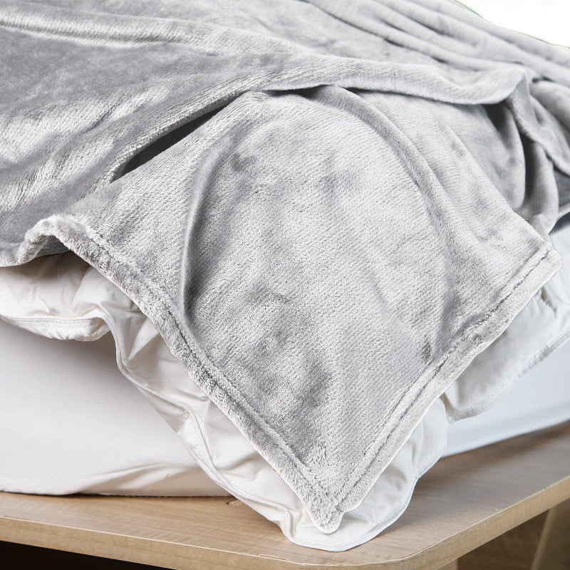 Royal Comfort Plush Blanket Throw Warm Soft Super Soft Large 220cm x 240cm - Light Grey - John Cootes