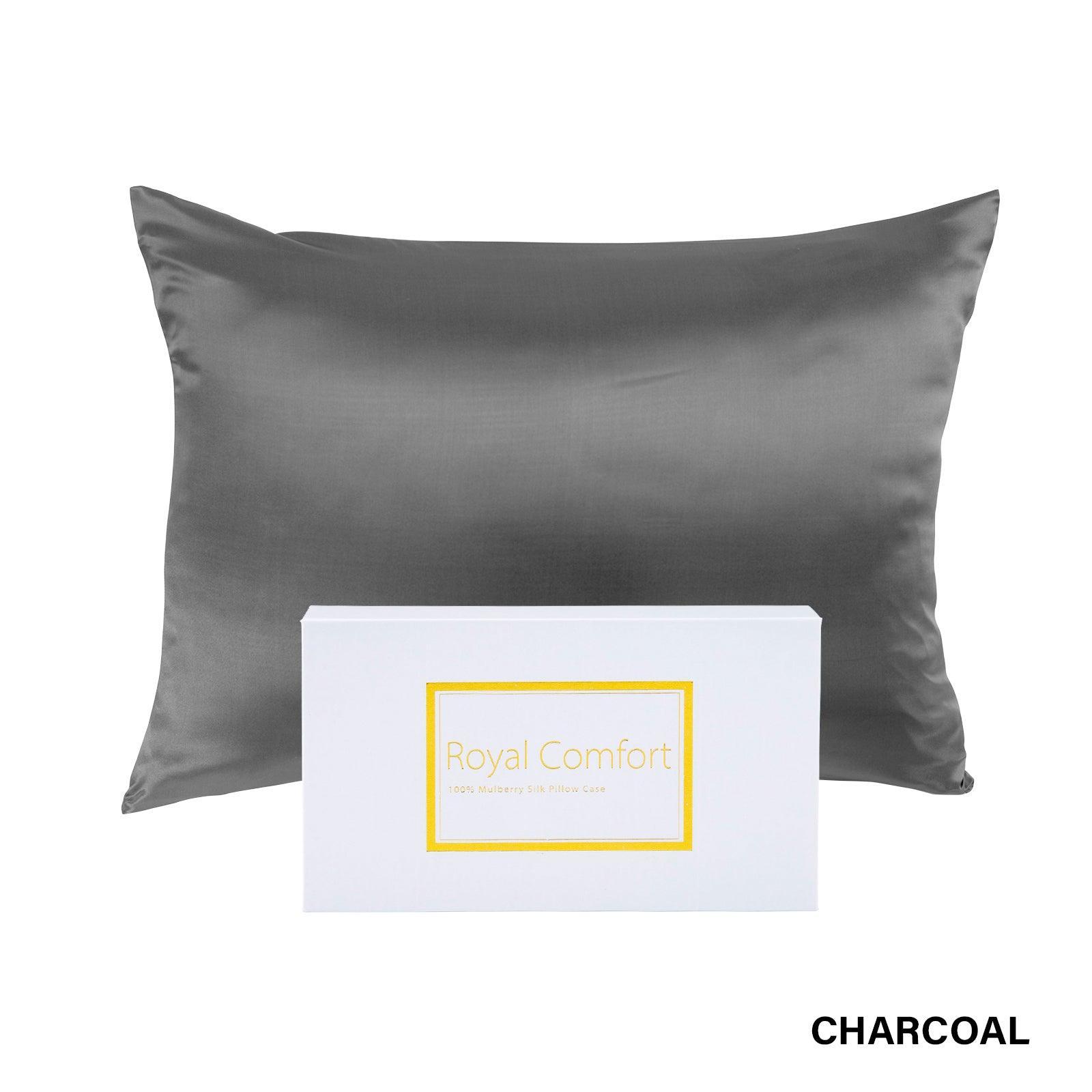 Royal Comfort Pure Silk Pillow Case 100% Mulberry Silk Hypoallergenic Pillowcase - Charcoal - John Cootes