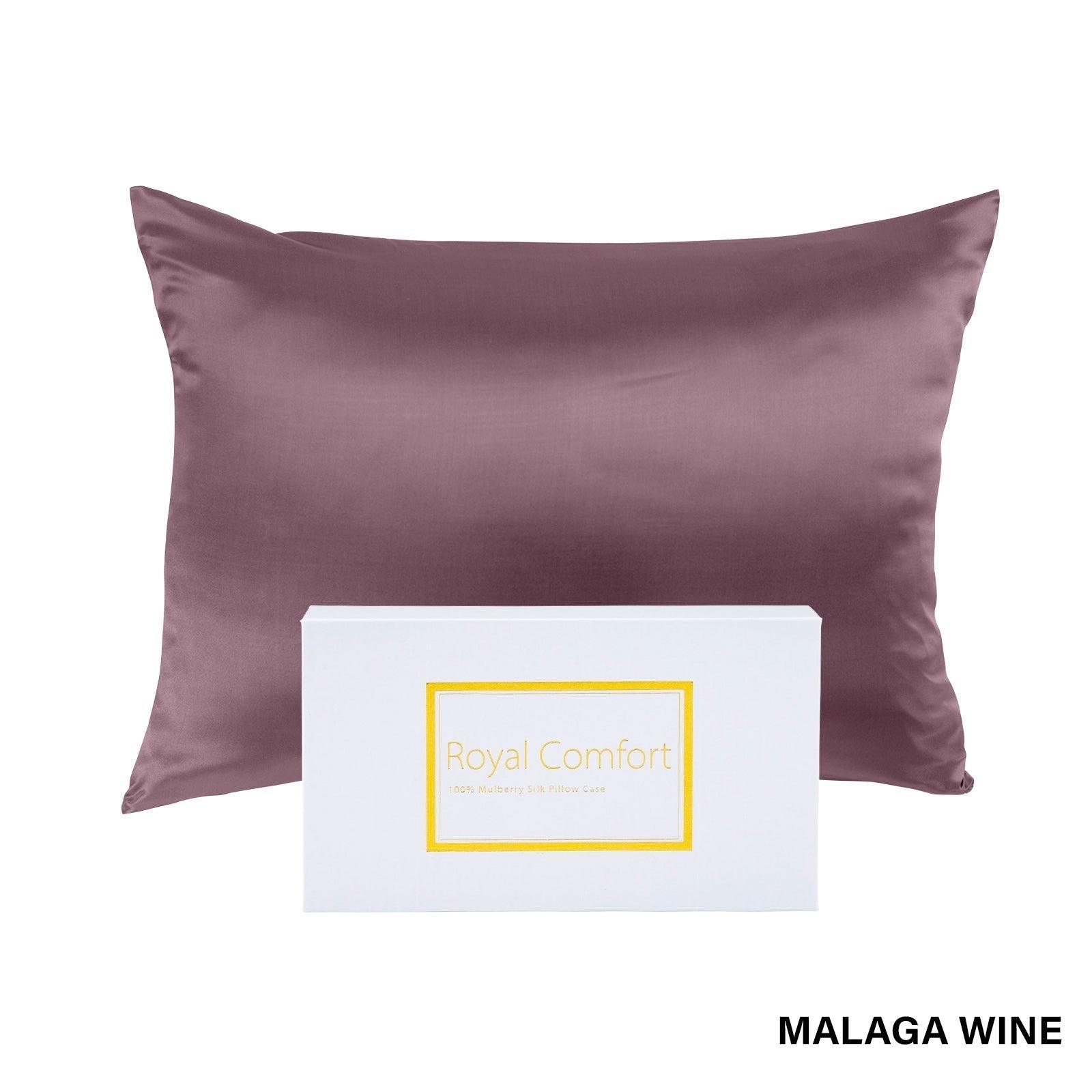 Royal Comfort Pure Silk Pillow Case 100% Mulberry Silk Hypoallergenic Pillowcase - Malaga Wine - John Cootes