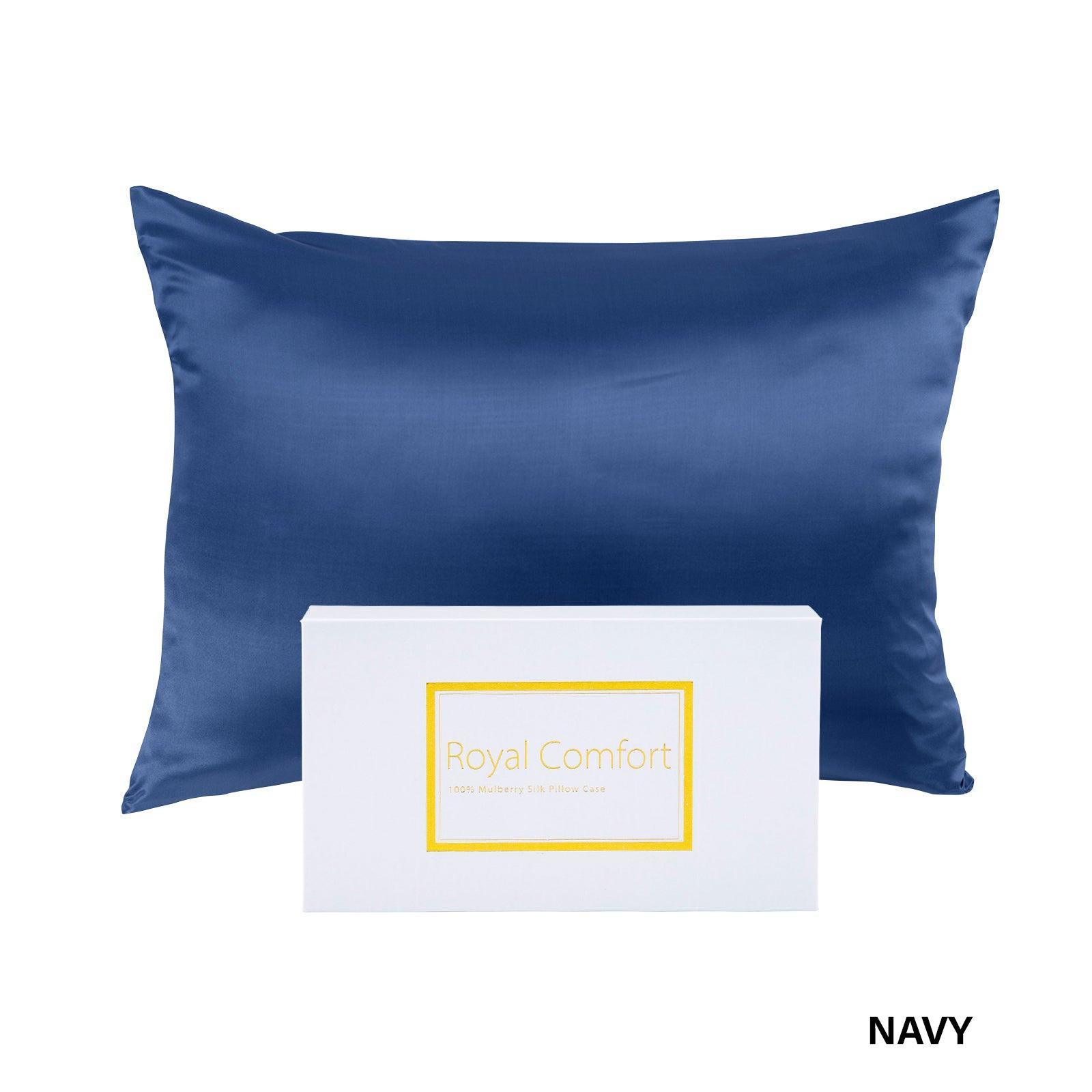 Royal Comfort Pure Silk Pillow Case 100% Mulberry Silk Hypoallergenic Pillowcase - Navy - John Cootes