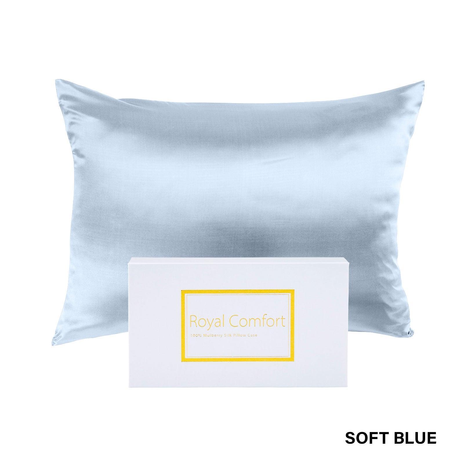 Royal Comfort Pure Silk Pillow Case 100% Mulberry Silk Hypoallergenic Pillowcase - Soft Blue - John Cootes