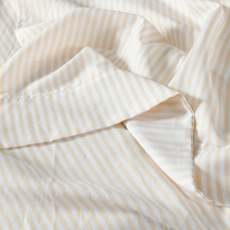 Royal Comfort Striped Flax Linen Blend Quilt Cover Set Soft Touch Bedding - King - Beige - John Cootes