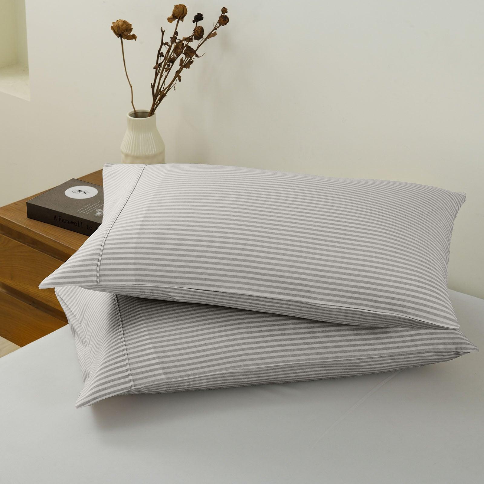 Royal Comfort Striped Flax Linen Blend Quilt Cover Set Soft Touch Bedding - King - Grey - John Cootes