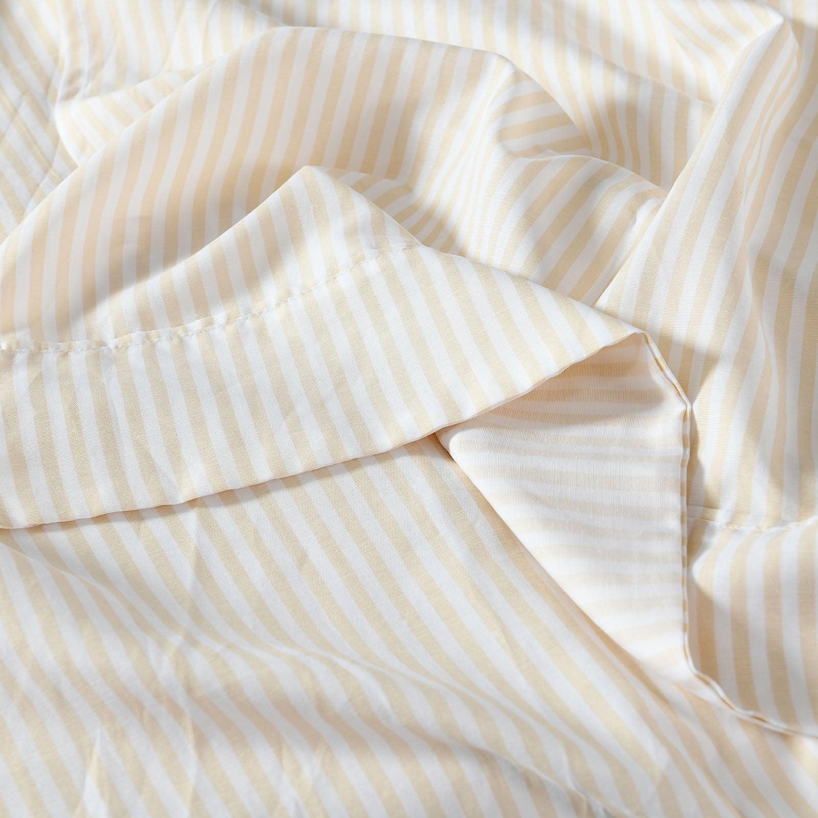 Royal Comfort Striped Flax Linen Blend Quilt Cover Set Soft Touch Bedding - Queen - Beige - John Cootes