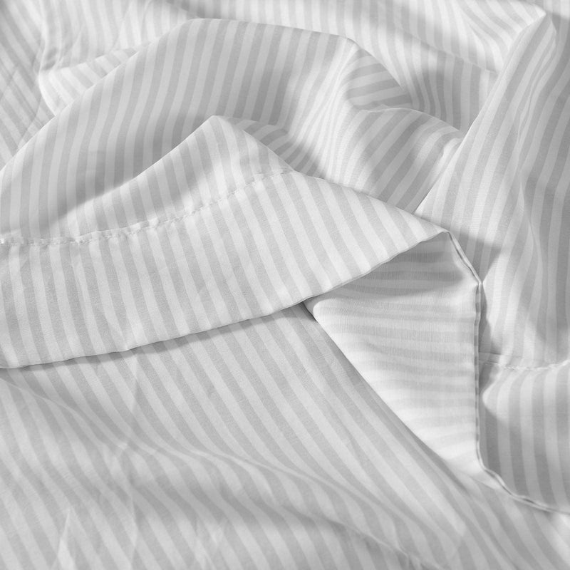 Royal Comfort Striped Flax Linen Blend Quilt Cover Set Soft Touch Bedding - Queen - Grey - John Cootes