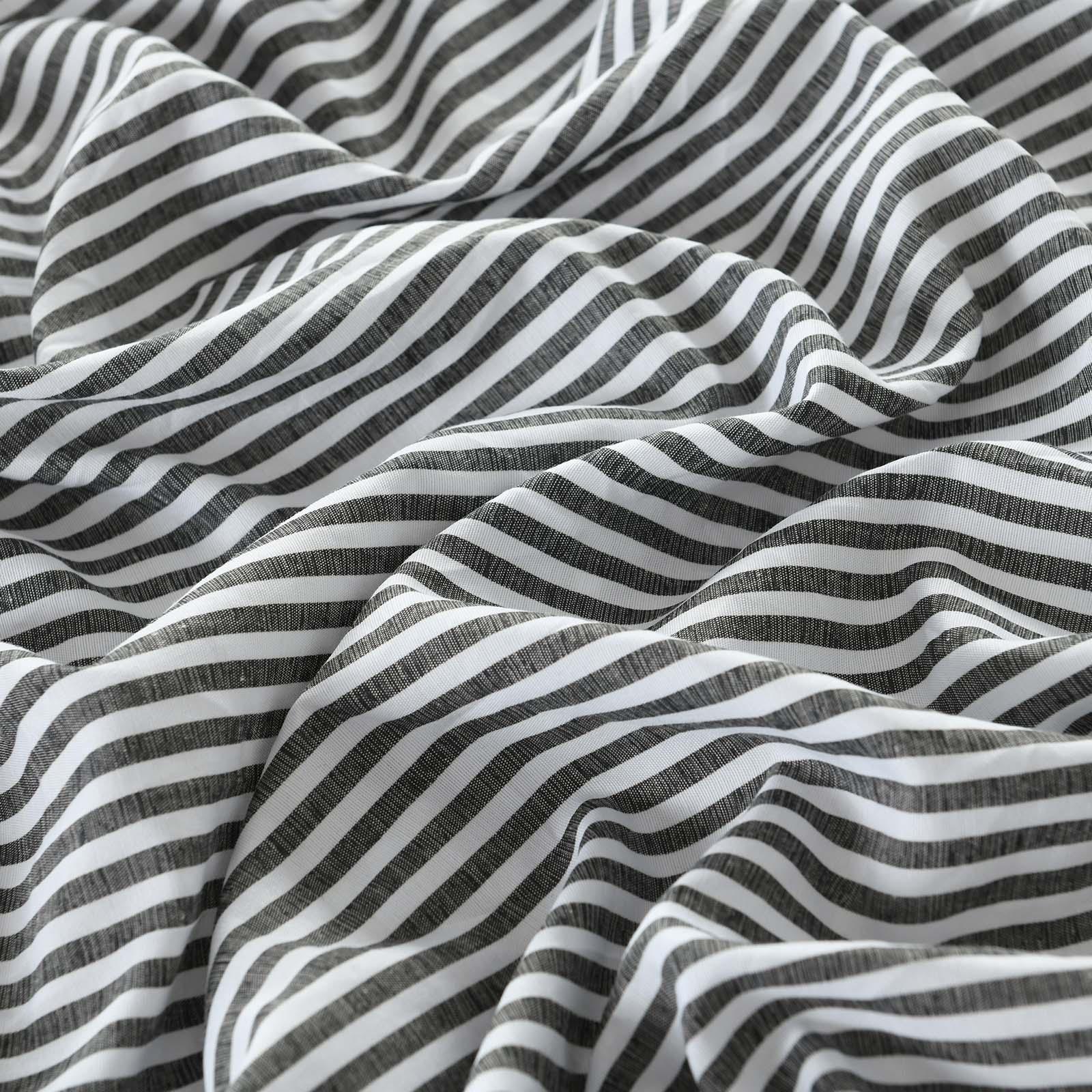 Royal Comfort Stripes Linen Blend Sheet Set Bedding Luxury Breathable Ultra Soft - King - Charcoal - John Cootes