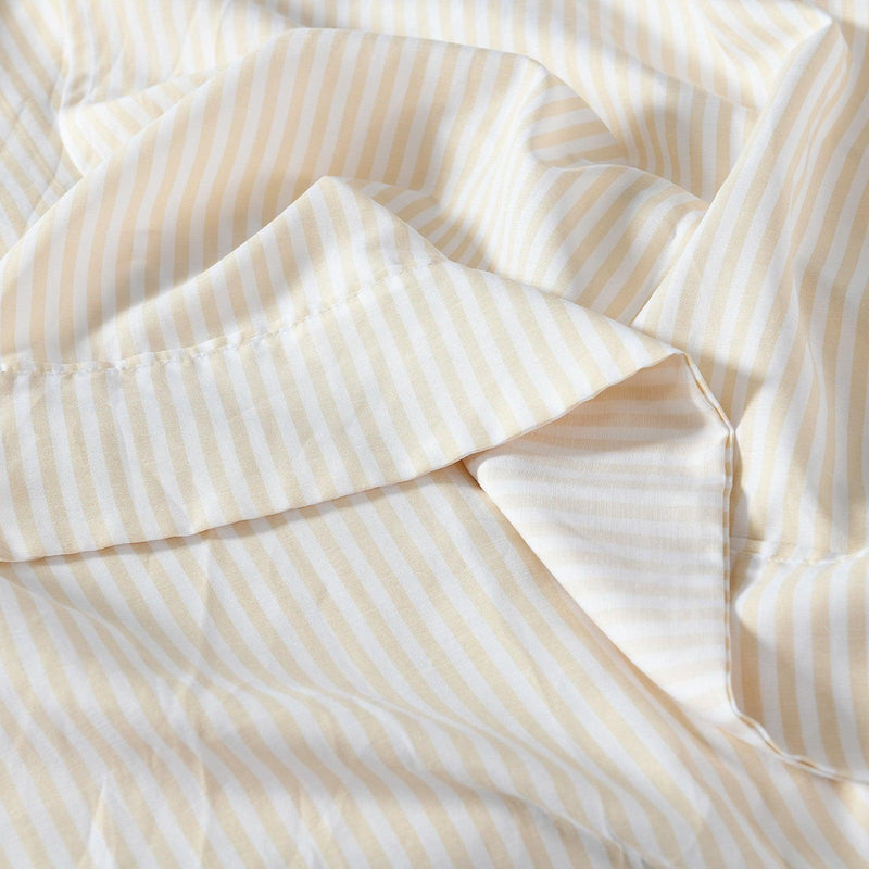 Royal Comfort Stripes Linen Blend Sheet Set Bedding Luxury Breathable Ultra Soft - Queen - Beige - John Cootes
