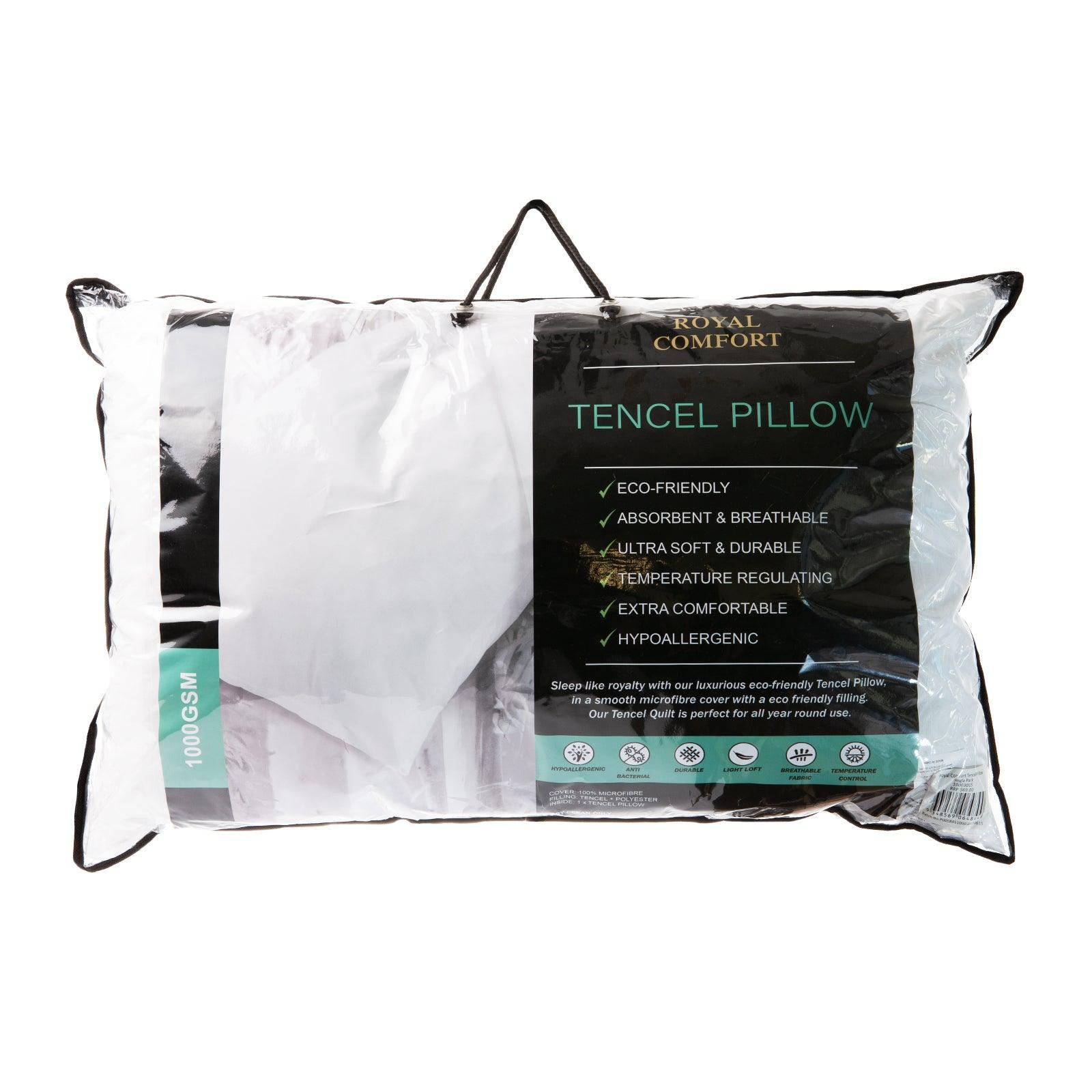 Royal Comfort Tencel Blend Pillow One Pack Eco Friendly Breathable Ultra Soft - John Cootes