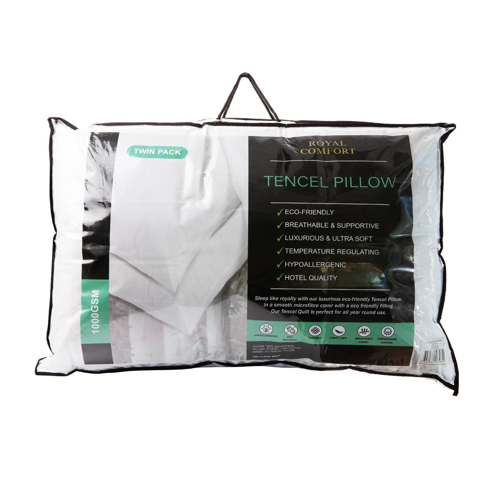 Royal Comfort Tencel Blend Pillows Twin Pack Eco Friendly Breathable Ultra Soft - John Cootes