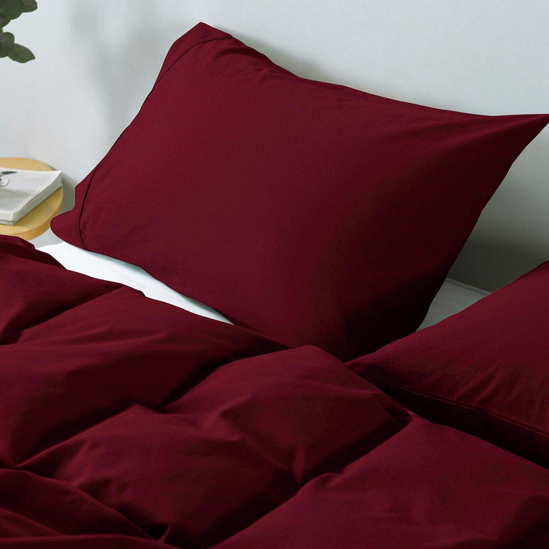Royal Comfort Vintage Washed 100% Cotton Quilt Cover Set Bedding Ultra Soft - Single - Mulled Wine - John Cootes