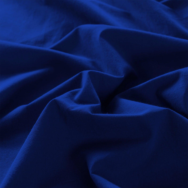 Royal Comfort Vintage Washed 100% Cotton Sheet Set Fitted Flat Sheet Pillowcases - Queen - Royal Blue - John Cootes