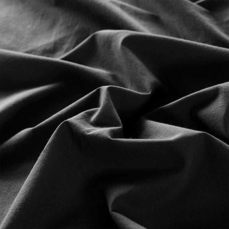 Royal Comfort Vintage Washed 100% Cotton Sheet Set Fitted Flat Sheet Pillowcases - Single - Charcoal - John Cootes