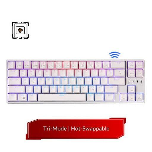 Royal Kludge RK871 Wired Tri Mode Bluetooth RGB Hot Swappable Mechanical Keyboard White (Brown Switch) - John Cootes