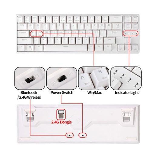 Royal Kludge RK871 Wired Tri Mode Bluetooth RGB Hot Swappable Mechanical Keyboard White (Brown Switch) - John Cootes