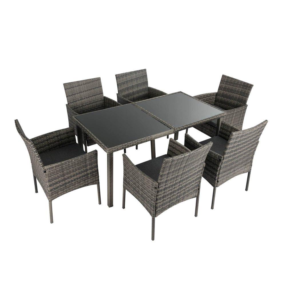 Rural Style Outdoor Grey Wicker 6 Seater Dining Set - John Cootes