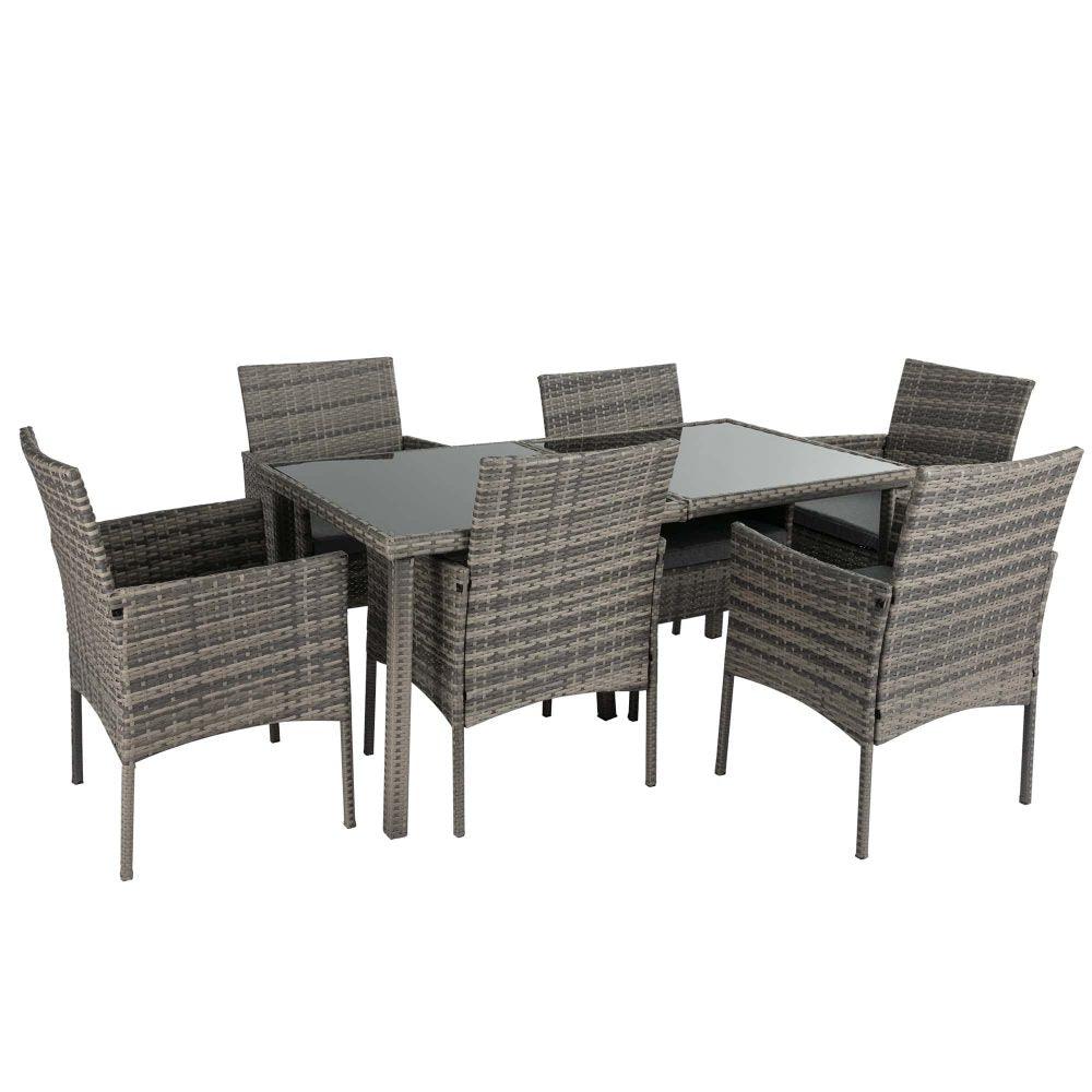 Rural Style Outdoor Grey Wicker 6 Seater Dining Set - John Cootes