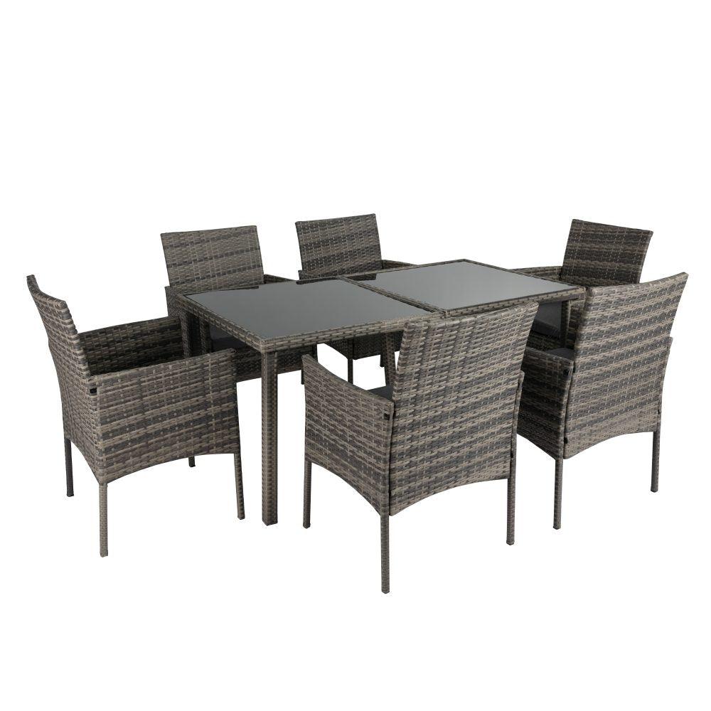 Rural Style Outdoor Grey Wicker 6 Seater Dining Set - John Cootes