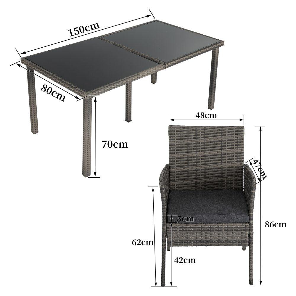 Rural Style Outdoor Grey Wicker 6 Seater Dining Set - John Cootes