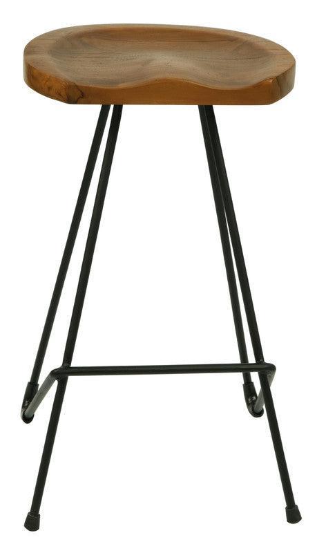 Saddle Shape Timber Top Iron Bar Stool - John Cootes