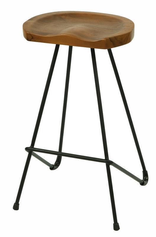 Saddle Shape Timber Top Iron Bar Stool - John Cootes