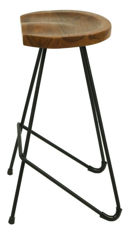 Saddle Shape Timber Top Iron Bar Stool - John Cootes