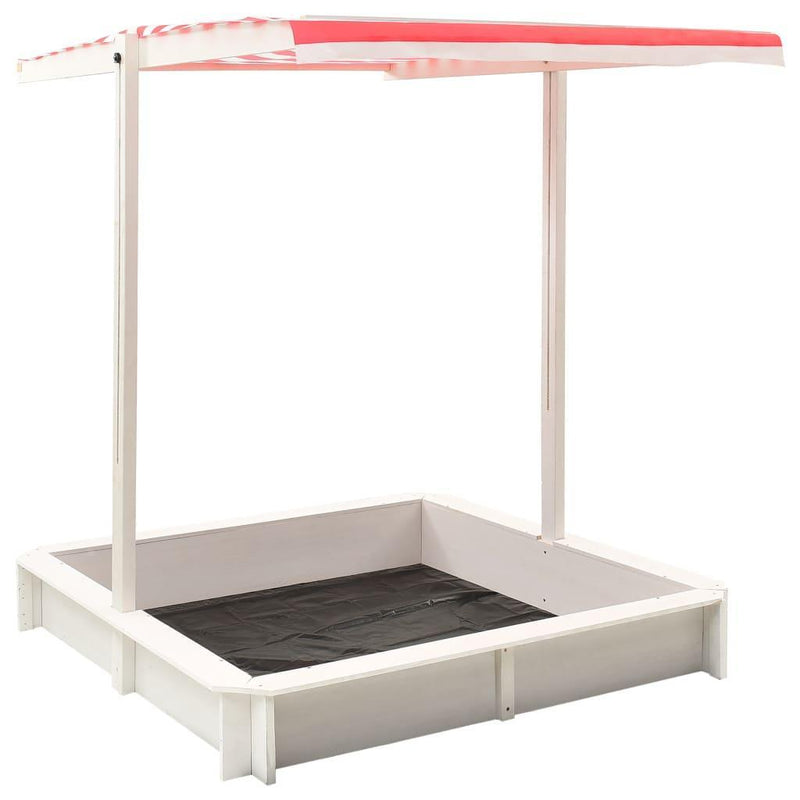 Sandbox With Adjustable Roof Fir Wood White And Red Uv50 - John Cootes