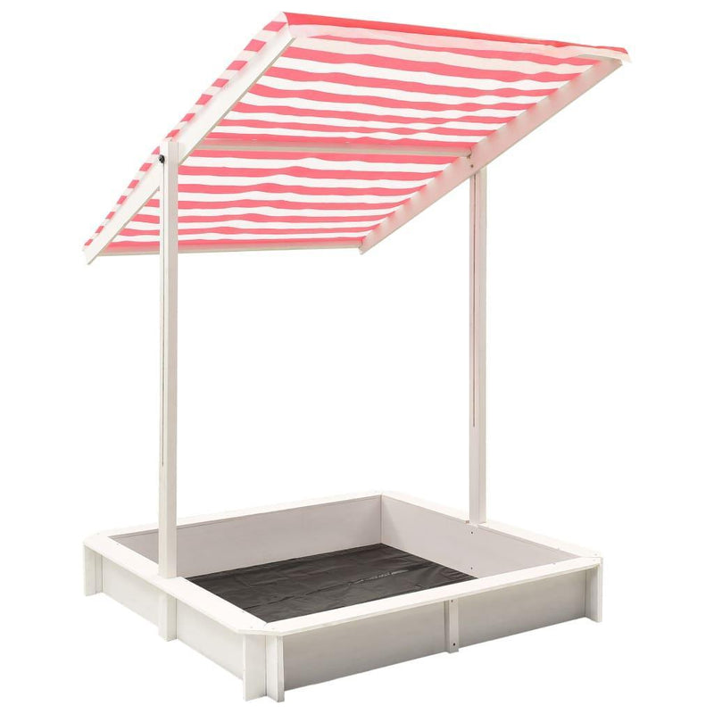 Sandbox With Adjustable Roof Fir Wood White And Red Uv50 - John Cootes