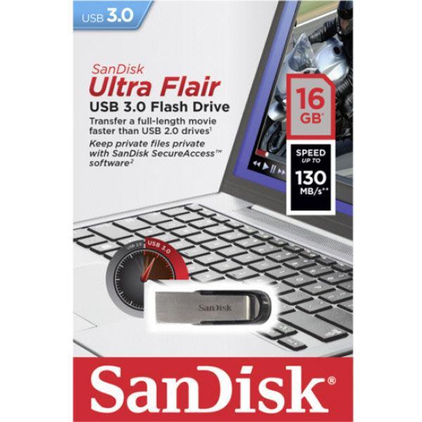 SANDISK 16GB CZ73 ULTRA FLAIR USB 3.0 FLASH DRIVE upto 150MB/s - John Cootes