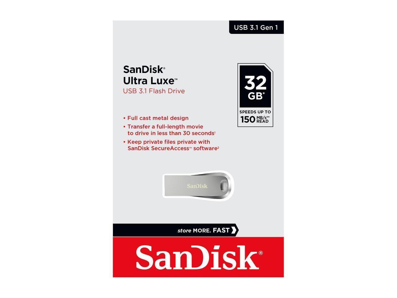 SANDISK SDCZ74-032G-G46 32G ULTRA LUXE PEN DRIVE 150MB USB 3.0 METAL - John Cootes