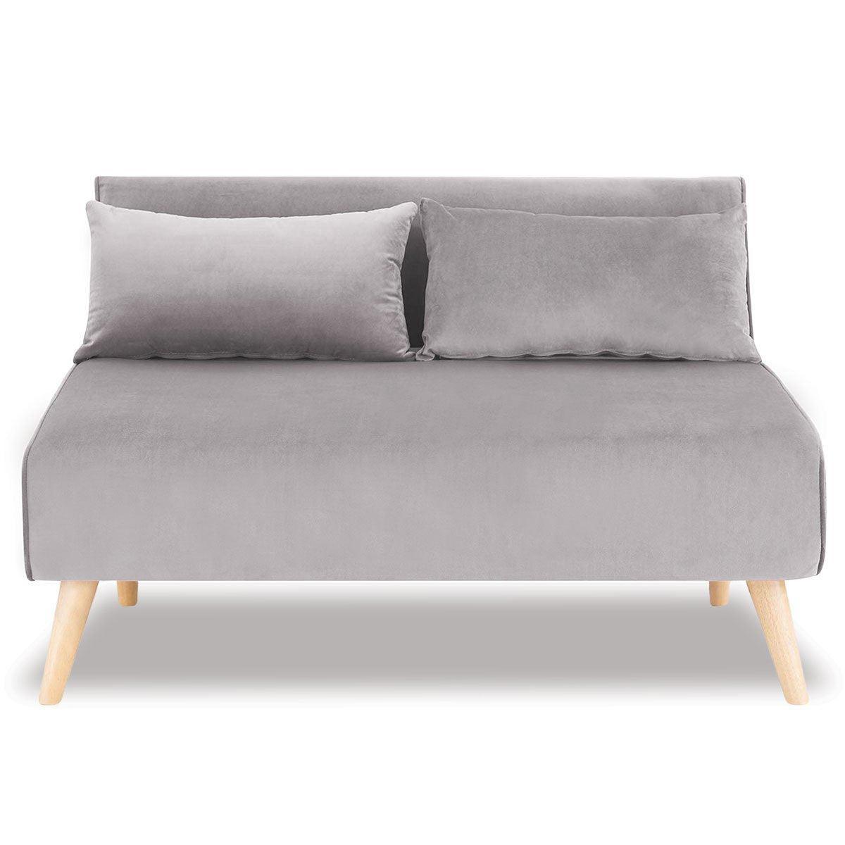 Sarantino 2-Seater Adjustable Sofa Bed Lounge Faux Velvet - Light Grey - John Cootes