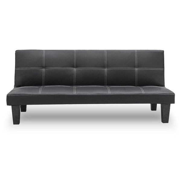 Sarantino 2 Seater Modular Faux Leather Fabric Sofa Bed Couch - Black - John Cootes