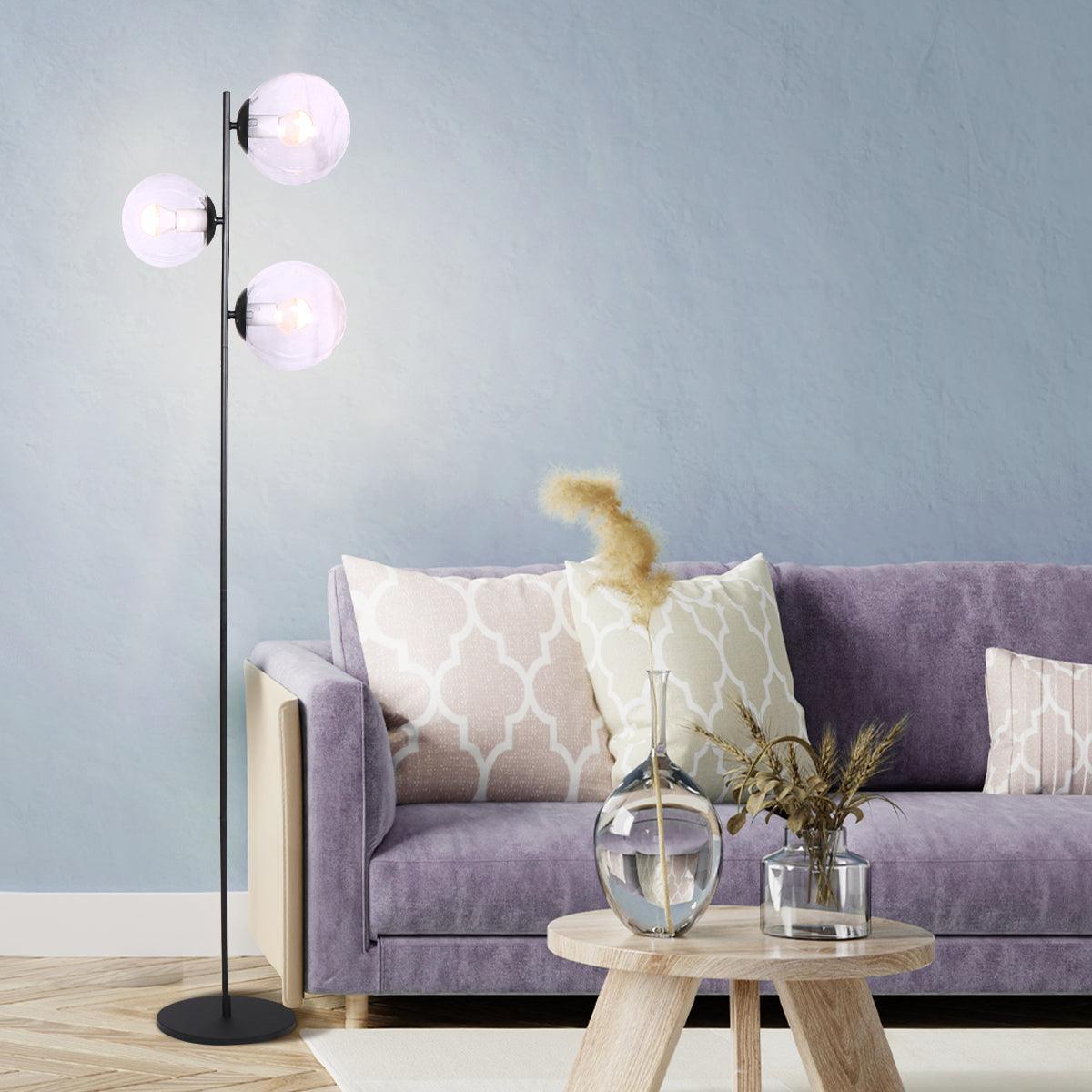 Sarantino 3-Light Black Metal Floor Lamp - John Cootes
