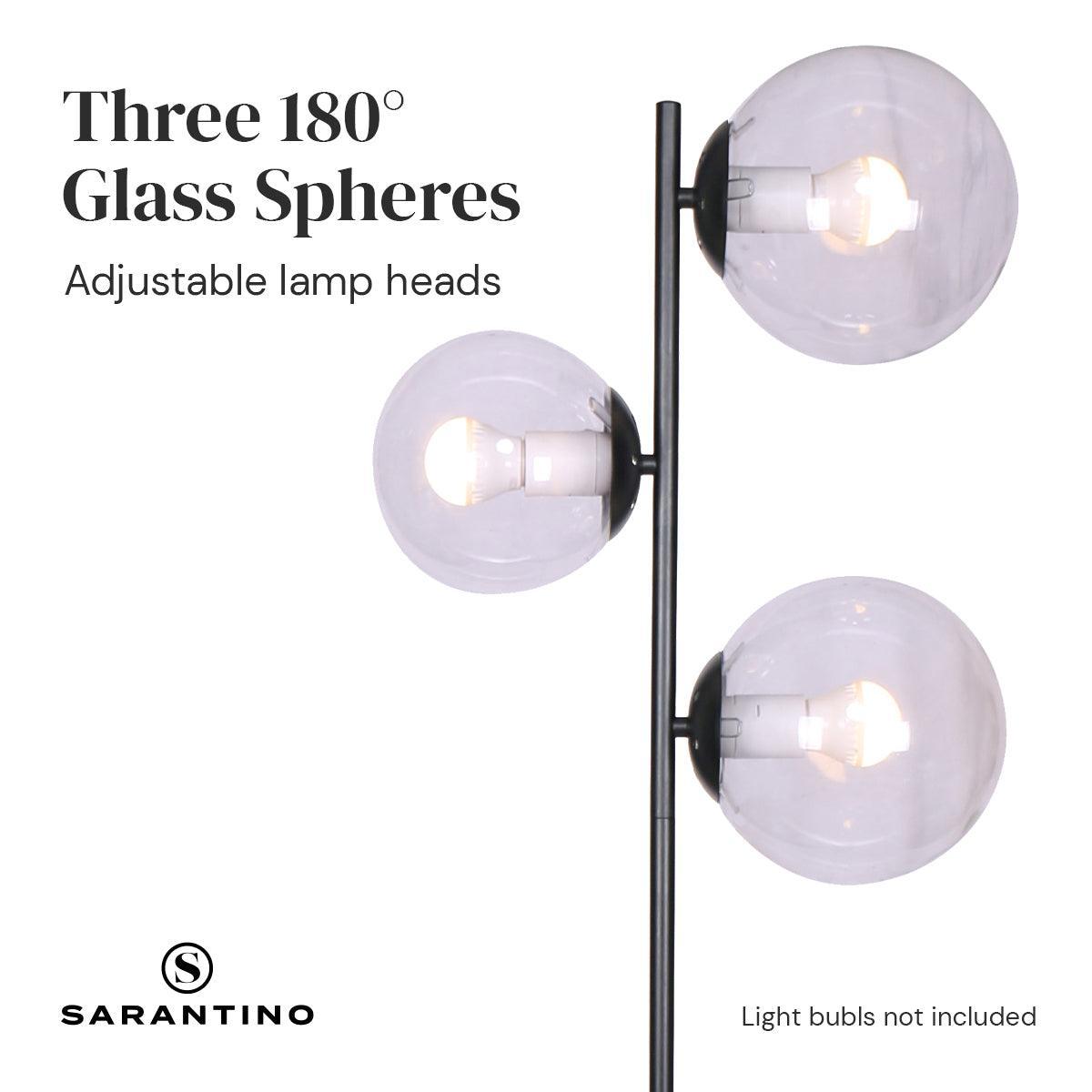 Sarantino 3-Light Black Metal Floor Lamp - John Cootes