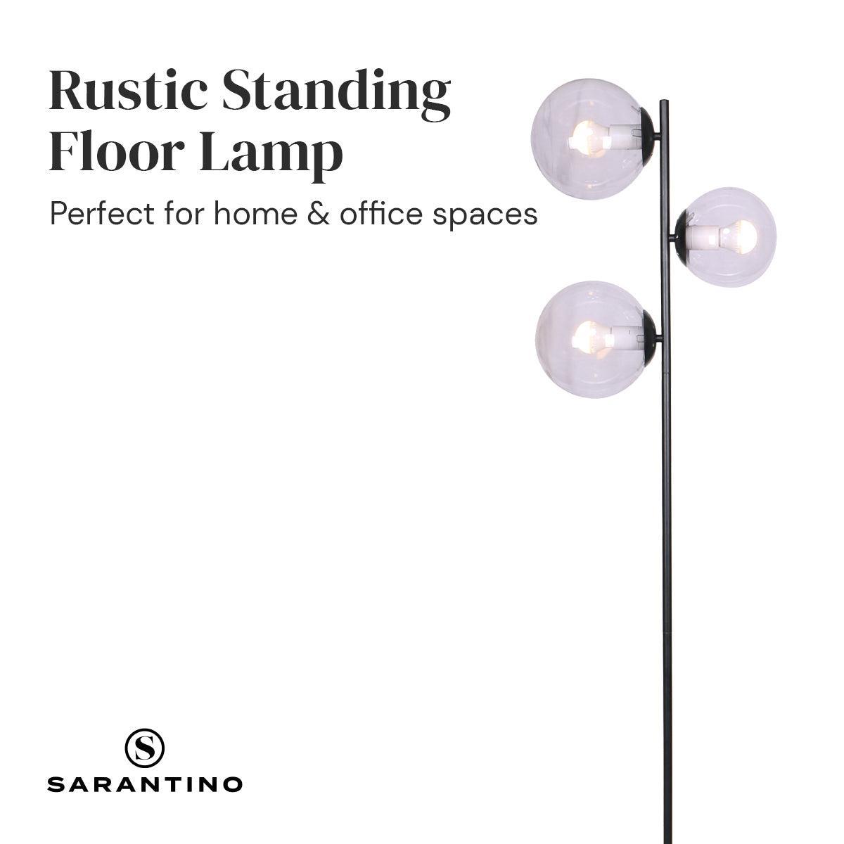 Sarantino 3-Light Black Metal Floor Lamp - John Cootes
