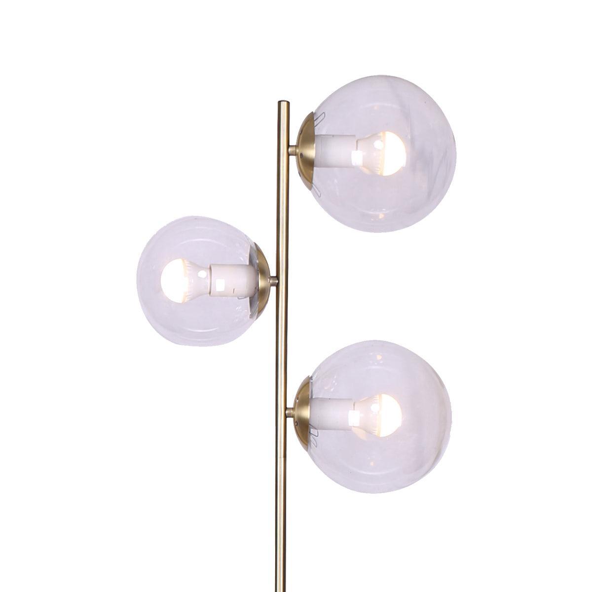 Sarantino 3-Light Gold Metal Floor Lamp with Glass Shades - John Cootes