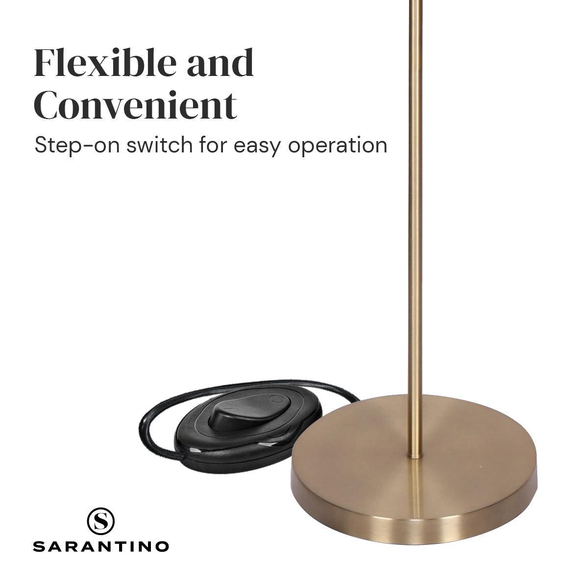 Sarantino 3-Light Gold Metal Floor Lamp with Glass Shades - John Cootes