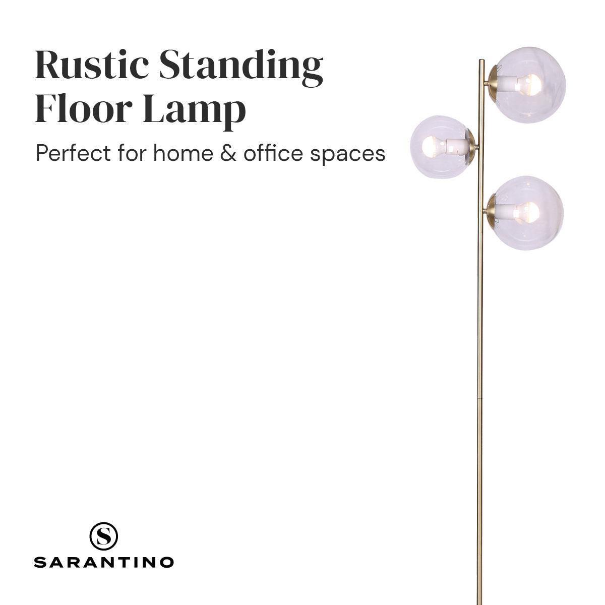 Sarantino 3-Light Gold Metal Floor Lamp with Glass Shades - John Cootes