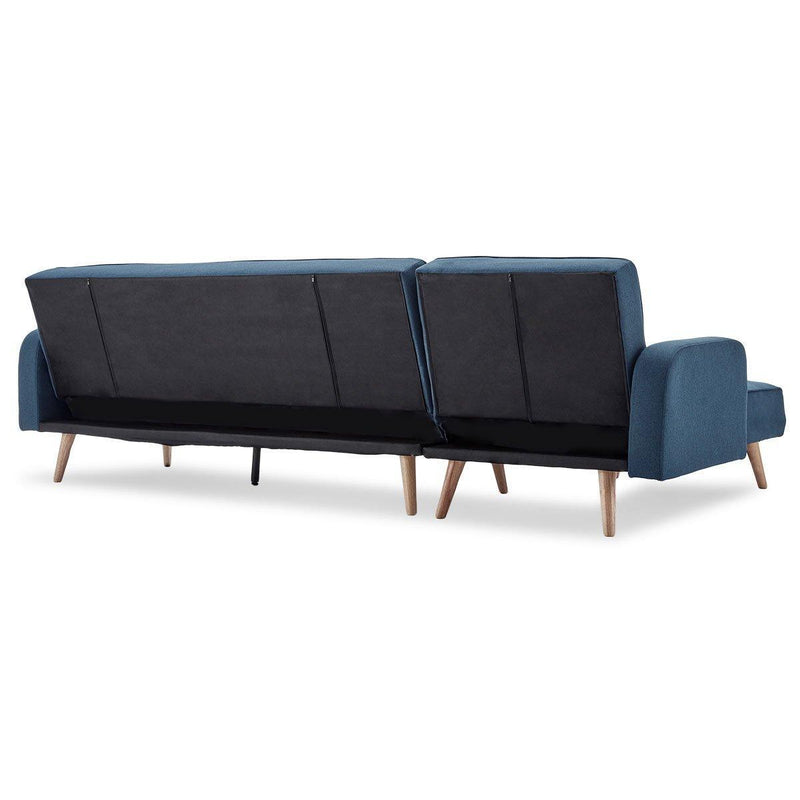 Sarantino 3-Seater Corner Sofa Bed with Chaise Lounge - Blue - John Cootes