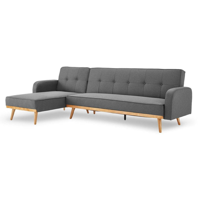 Sarantino 3-Seater Corner Sofa Bed with Chaise Lounge - Dark Grey - John Cootes