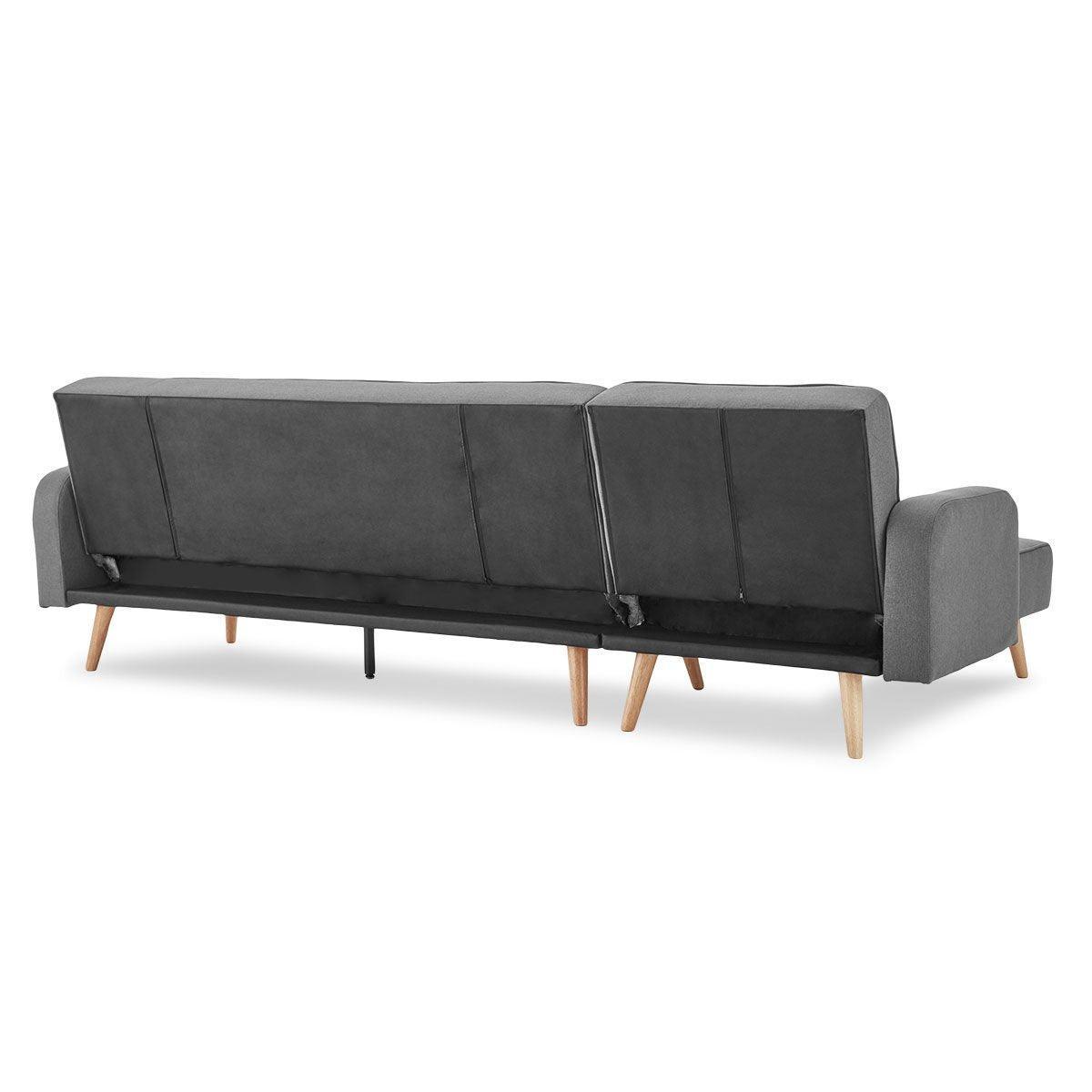 Sarantino 3-Seater Corner Sofa Bed with Chaise Lounge - Dark Grey - John Cootes