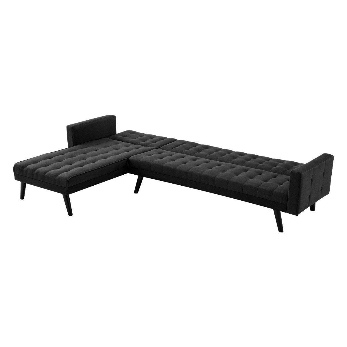 Sarantino 3-Seater Corner Wooden Sofa Bed Lounge Chaise Sofa Black - John Cootes