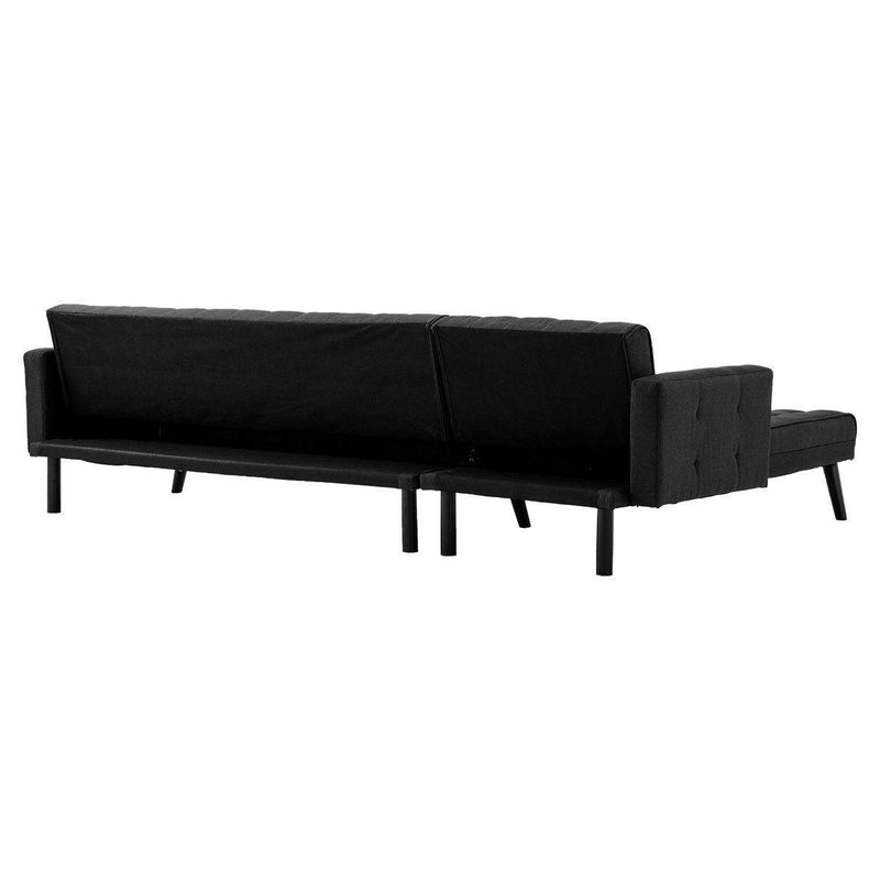 Sarantino 3-Seater Corner Wooden Sofa Bed Lounge Chaise Sofa Black - John Cootes