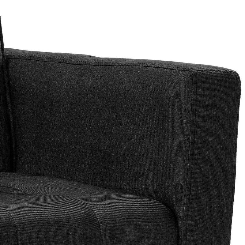 Sarantino 3-Seater Corner Wooden Sofa Bed Lounge Chaise Sofa Black - John Cootes
