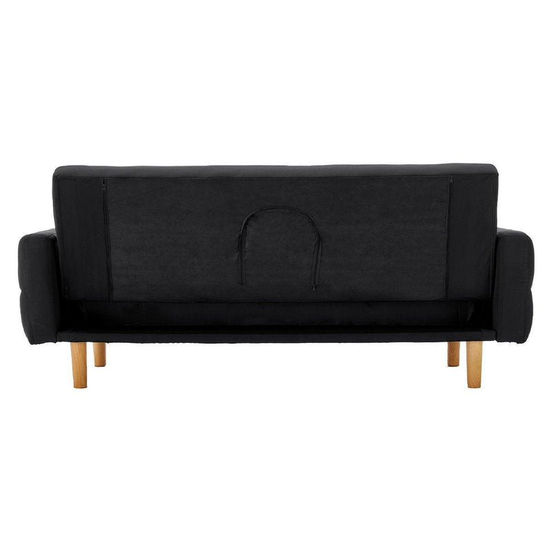 Sarantino 3-Seater Fabric Sofa Bed Futon - Black - John Cootes