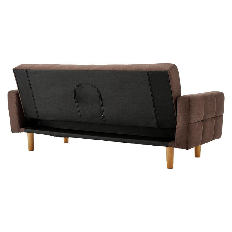 Sarantino 3-Seater Fabric Sofa Bed Futon - Brown - John Cootes