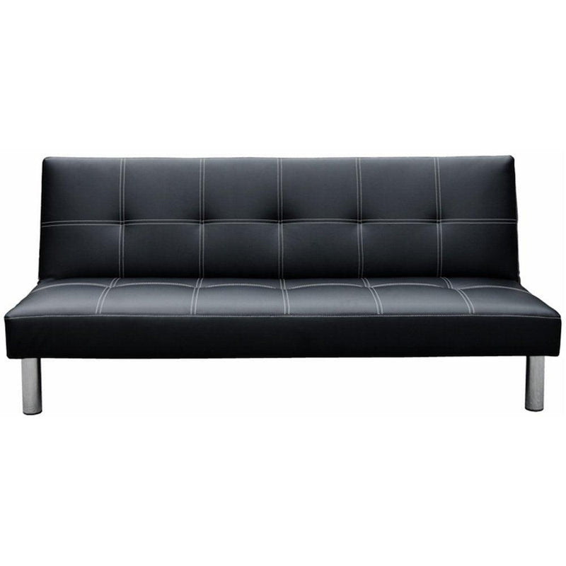 Sarantino 3 Seater Faux Leather Sofa Bed Couch - Black - John Cootes
