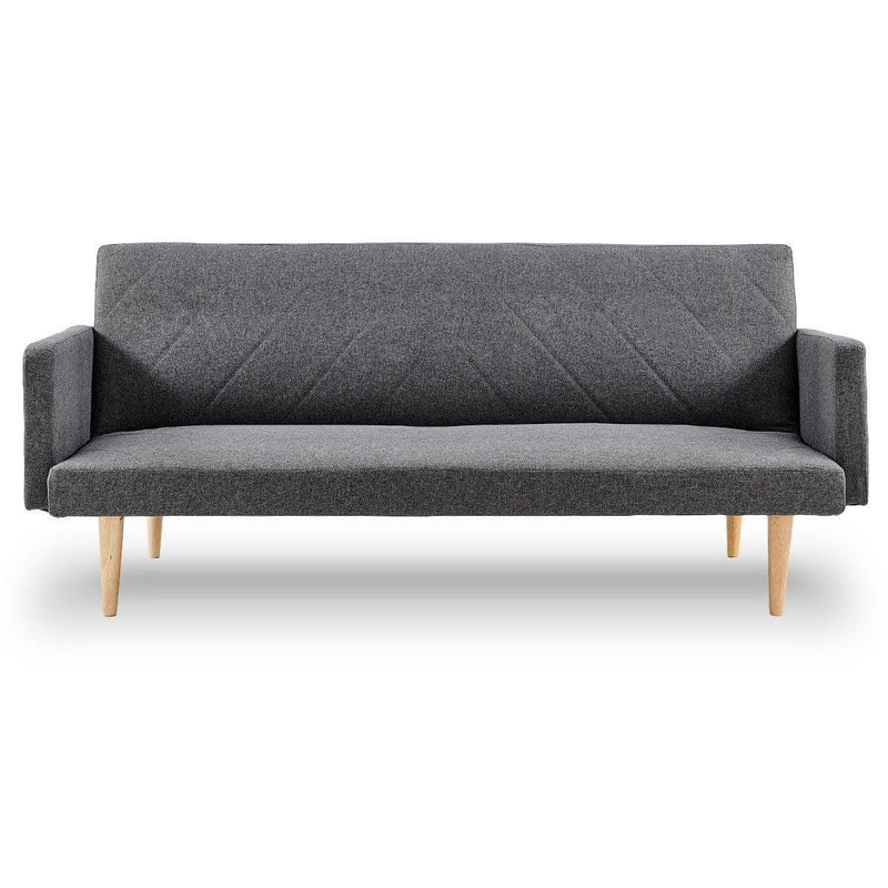 Sarantino 3-Seater Faux Linen Sofa Bed Couch - Dark Grey - John Cootes