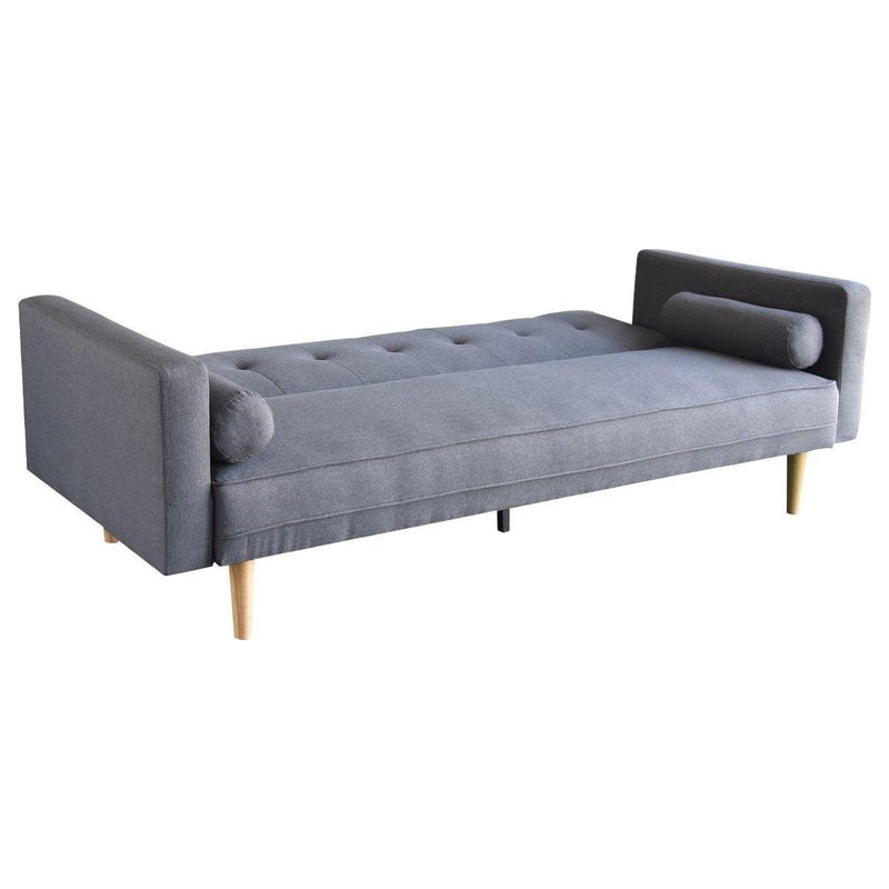 Sarantino 3 Seater Linen Sofa Bed Couch with Pillows - Dark Grey - John Cootes