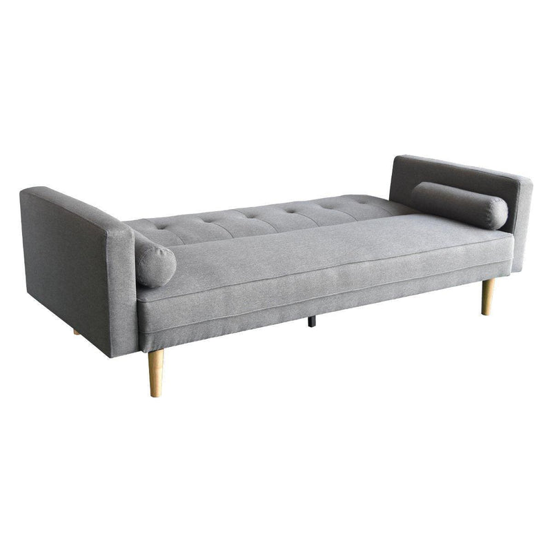Sarantino 3 Seater Linen Sofa Bed Couch with Pillows - Light Grey - John Cootes
