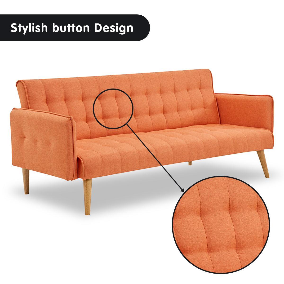 Sarantino 3 Seater Modular Linen Fabric Sofa Bed Couch Armrest Orange - John Cootes